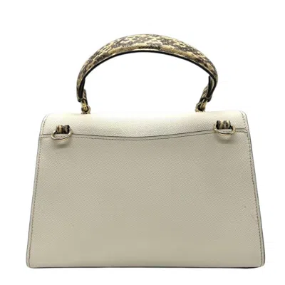 Pre-owned Coach Beige Brown White Leather Handbag Shoulder Bag ()