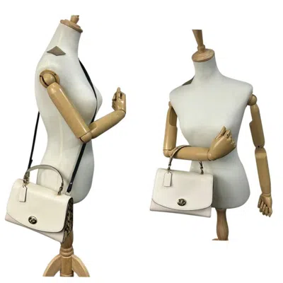 Pre-owned Coach Beige Brown White Leather Handbag Shoulder Bag ()