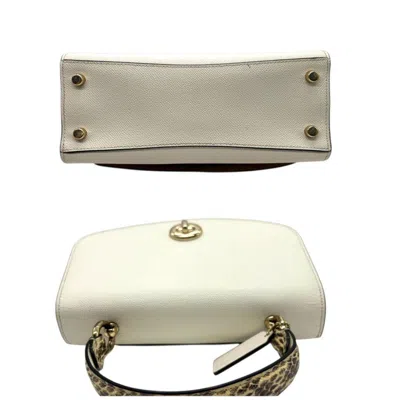Pre-owned Coach Beige Brown White Leather Handbag Shoulder Bag ()