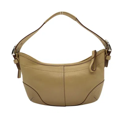 Pre-owned Coach Beige Leather Handbag Shoulder Bag () In Sand