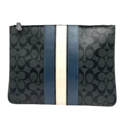 Pre-owned Coach Black Blue Pvc Clutch Bag Pouch () In Multi