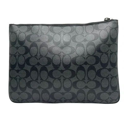 Pre-owned Coach Black Blue Pvc Clutch Bag Pouch () In Multi