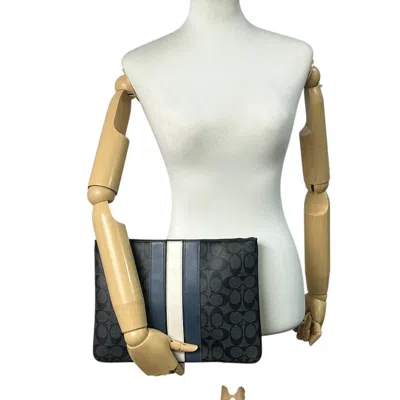 Pre-owned Coach Black Blue Pvc Clutch Bag Pouch () In Multi