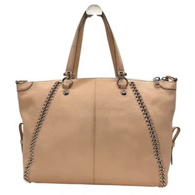 Pre-owned Coach Beige Pink Beige Leather Handbag Tote Bag () In Multi
