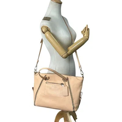Pre-owned Coach Beige Pink Beige Leather Handbag Tote Bag () In Multi
