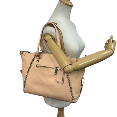 Pre-owned Coach Beige Pink Beige Leather Handbag Tote Bag () In Multi
