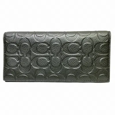 Pre-owned Coach Black Leather Long Wallet (bi-fold) ()