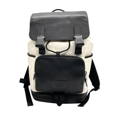 Pre-owned Coach Black White Pvc Leather Backpack () In Multi