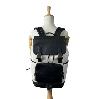 Pre-owned Coach Black White Pvc Leather Backpack () In Multi