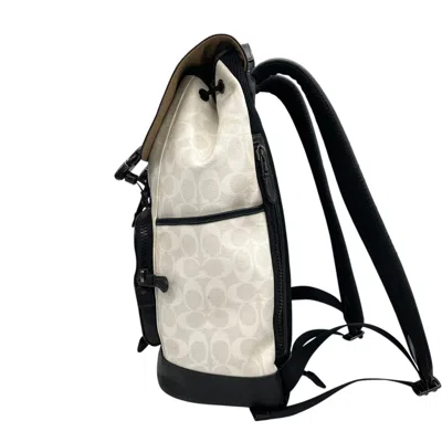 Pre-owned Coach Black White Pvc Leather Backpack () In Multi
