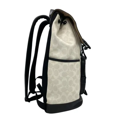 Pre-owned Coach Black White Pvc Leather Backpack () In Multi