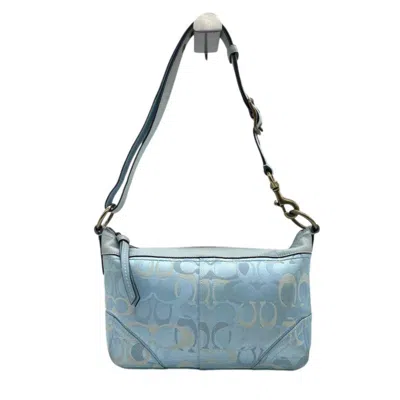 Pre-owned Coach Blue Light Blue Canvas Leather Handbag Tote Bag ()