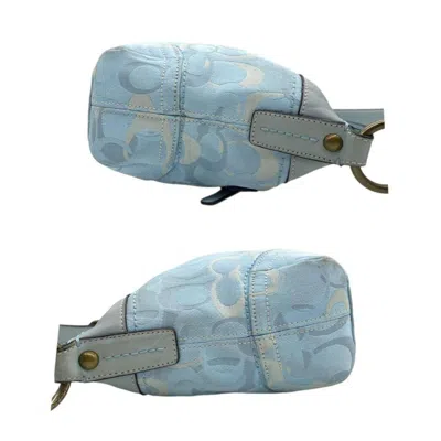 Pre-owned Coach Blue Light Blue Canvas Leather Handbag Tote Bag ()