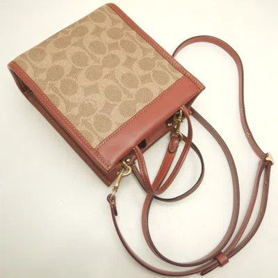 Pre-owned Coach Brown Coated Canvas Leather Shoulder Bag ()