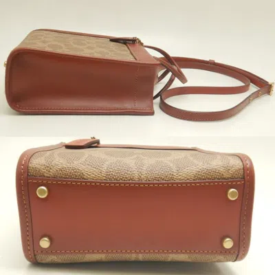 Pre-owned Coach Brown Coated Canvas Leather Shoulder Bag ()