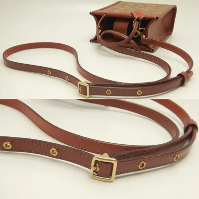 Pre-owned Coach Brown Coated Canvas Leather Shoulder Bag ()