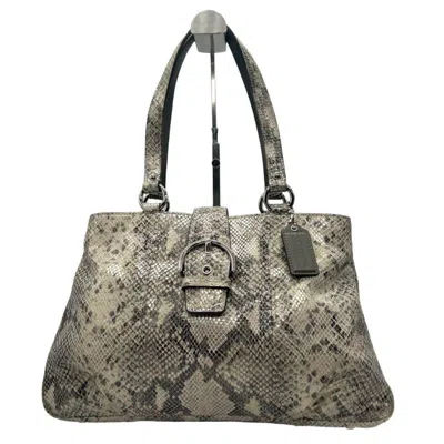Pre-owned Coach Brown Gray Leather Handbag Tote Bag ()