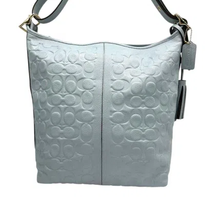Pre-owned Coach Gray Light Blue Signature Line Shoulder Bag ()