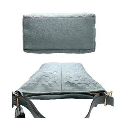 Pre-owned Coach Gray Light Blue Signature Line Shoulder Bag ()