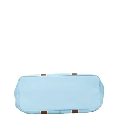 Pre-owned Coach Hamptons Brown Light Blue Nylon Shoulder Bag Tote Bag ()