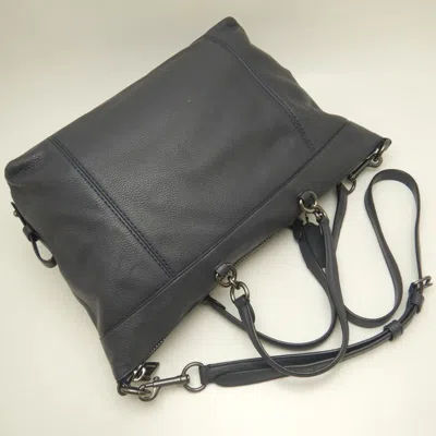Pre-owned Coach Navy Leather Tote Bag () In Blue