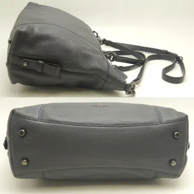 Pre-owned Coach Navy Leather Tote Bag () In Blue