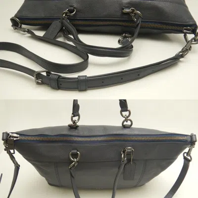 Pre-owned Coach Navy Leather Tote Bag () In Blue