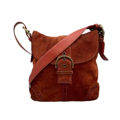 Pre-owned Coach Orange Red Color Suede Shoulder Bag () In Multi