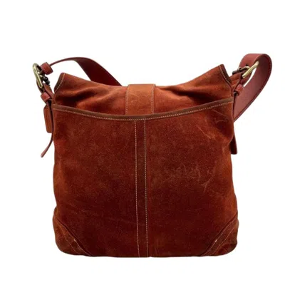 Pre-owned Coach Orange Red Color Suede Shoulder Bag () In Multi