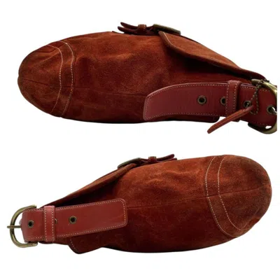 Pre-owned Coach Orange Red Color Suede Shoulder Bag () In Multi