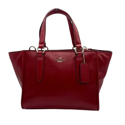 Pre-owned Coach Red Color Leather Handbag Shoulder Bag Tote Bag ()