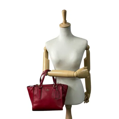 Pre-owned Coach Red Color Leather Handbag Shoulder Bag Tote Bag ()