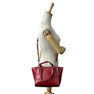 Pre-owned Coach Red Color Leather Handbag Shoulder Bag Tote Bag ()