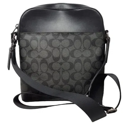 Pre-owned Coach Signature Black Gray Pvc Leather Shoulder Bag () In Multi
