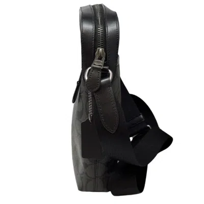 Pre-owned Coach Signature Black Gray Pvc Leather Shoulder Bag () In Multi