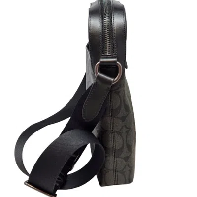 Pre-owned Coach Signature Black Gray Pvc Leather Shoulder Bag () In Multi