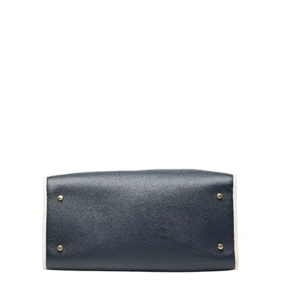 Pre-owned Coach Signature Blue White Denim Leather Shoulder Bag Tote Bag () In Multi