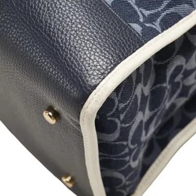Pre-owned Coach Signature Blue White Denim Leather Shoulder Bag Tote Bag () In Multi
