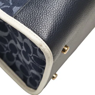 Pre-owned Coach Signature Blue White Denim Leather Shoulder Bag Tote Bag () In Multi