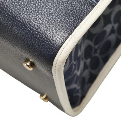 Pre-owned Coach Signature Blue White Denim Leather Shoulder Bag Tote Bag () In Multi