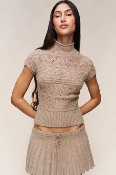 Danielle Guizio Ny Vivienne Short Sleeve Turtleneck In Gray