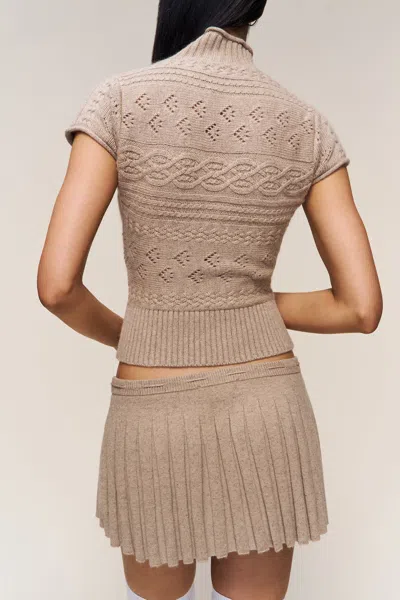 Danielle Guizio Ny Vivienne Short Sleeve Turtleneck In Gray