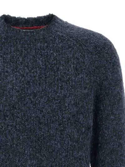 Brunello Cucinelli Buttoned Yarn Sweater Sweaters And Cardigans Blue In Blue