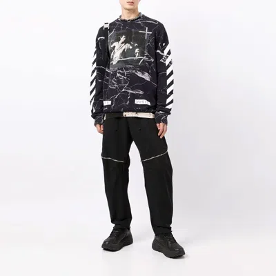 Off-white Marble Pattern Pullover Men Black In Multi