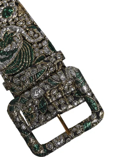 Pre-owned Dolce & Gabbana Multicolor Floral Jacquard Lurex Wide Waist Buckle Women's Belt ()