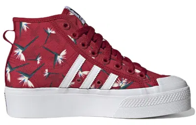Adidas Originals (wmns) Adidas X Thebe Magugu Nizza Platform Mid 'birds Of Paradise' In Burgundy
