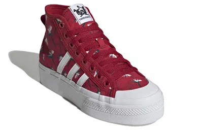 Adidas Originals (wmns) Adidas X Thebe Magugu Nizza Platform Mid 'birds Of Paradise' In Burgundy