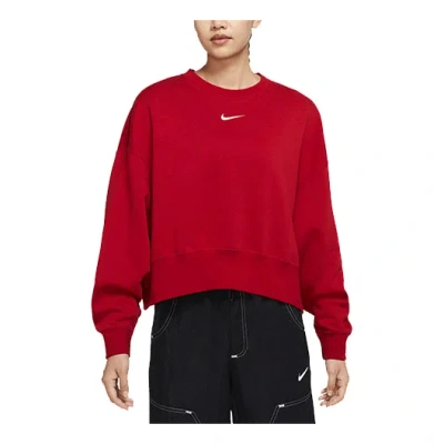 Nike Phoenix Fleece Crewneck Sweatshirt In Red