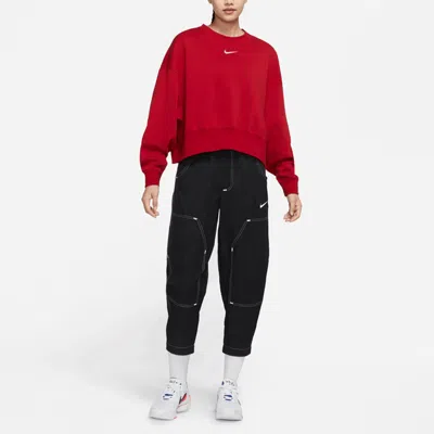 Nike Phoenix Fleece Crewneck Sweatshirt In Red