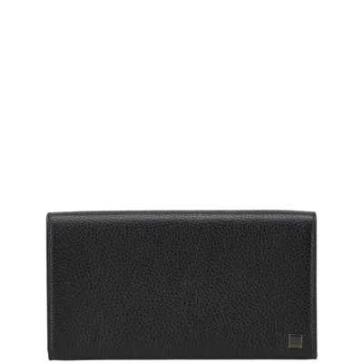 Pre-owned Dunhill Black Leather Long Wallet (tri-fold) ()
